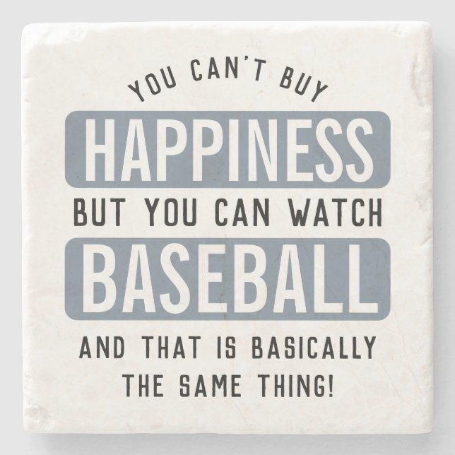 Watching Baseball is Happiness Funny Baseball Stone Coaster (Front)