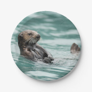 Watching Sea Otter Paper Plate