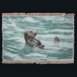 Watching Sea Otter Throw Blanket<br><div class="desc">A sea otter watches carefully for danger in Alaska's Prince William Sound. By Ted Raynor</div>