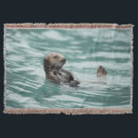 Watching Sea Otter Throw Blanket<br><div class="desc">A sea otter watches carefully for danger in Alaska's Prince William Sound. By Ted Raynor</div>