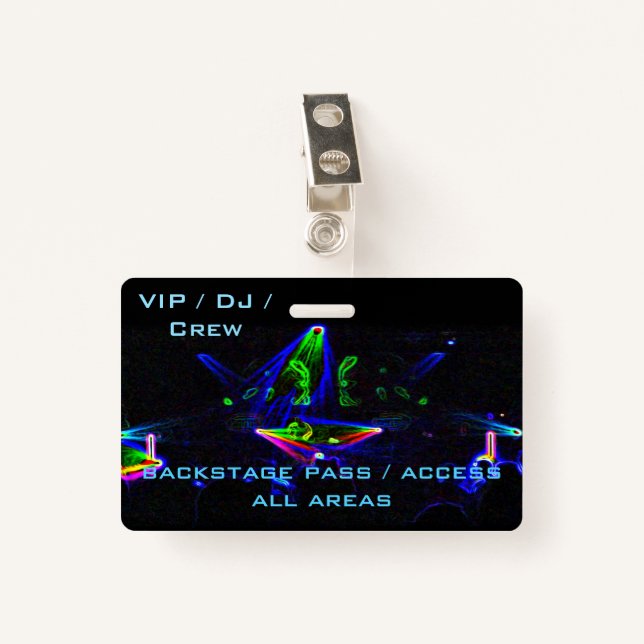 Watching The Nightclub / Rave DJ Spin ID Badge (Front with Clip)