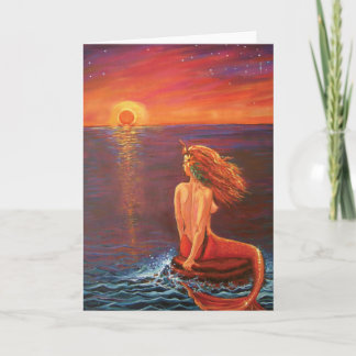 Watching The Sunset - Mermaid art Greeting Card