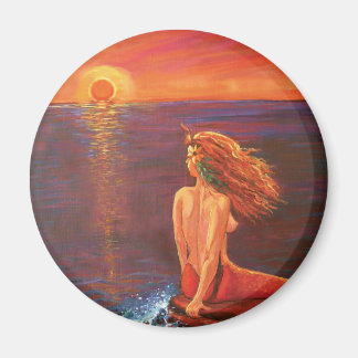 Watching The Sunset Mermaid art magnet