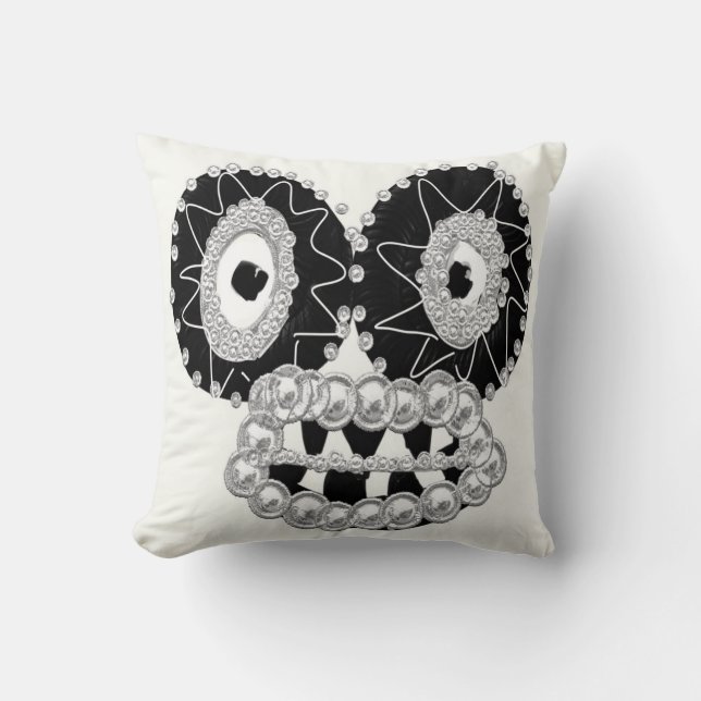 Watching You Sofa Pillow in Black and White (Front)