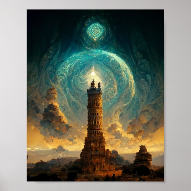Watchtower of the Gods Fantasy Art Poster (Front)