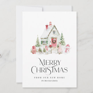 watecolor christmas holiday moving announcement