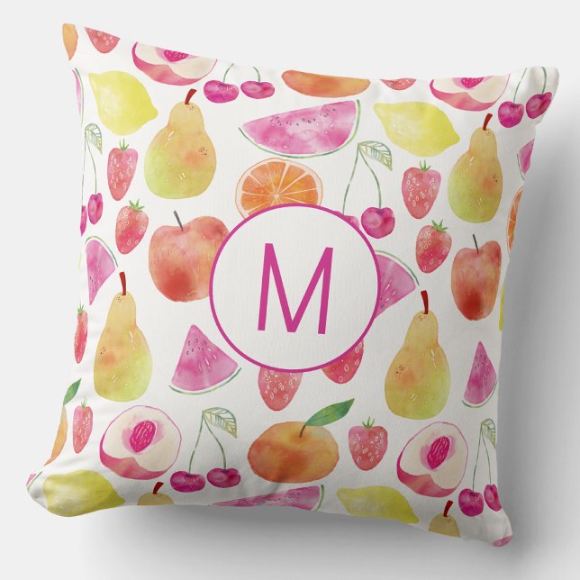 Watecolor Fruit Monogram Cushion (Creator Uploaded)