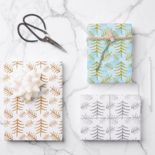 Watecolor Modern Christmas Trees Wrapping Paper Sheet