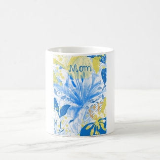 Watecolor Mum Mug Blue White
