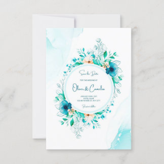 watecolor Wedding Invitation with Floral Frame
