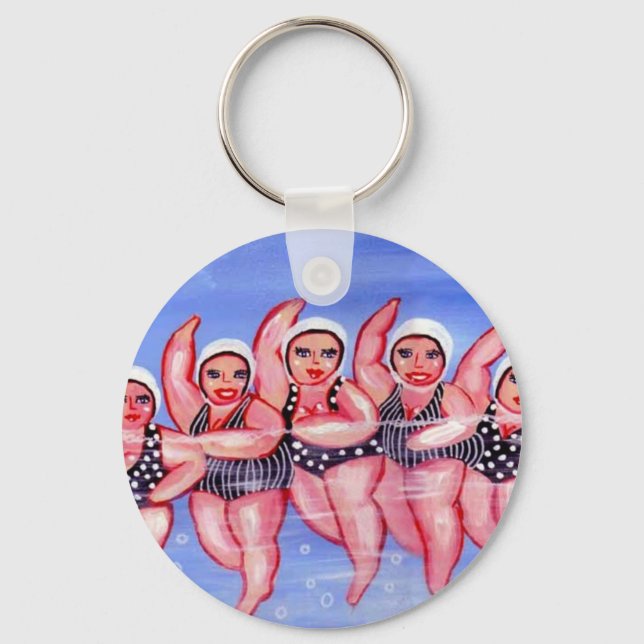 Water Aerobics Divas Fun Whimsical Chubby Key Ring (Front)