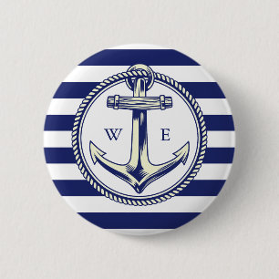 Water anchor Marine Blue Radius 6 Cm Round Badge