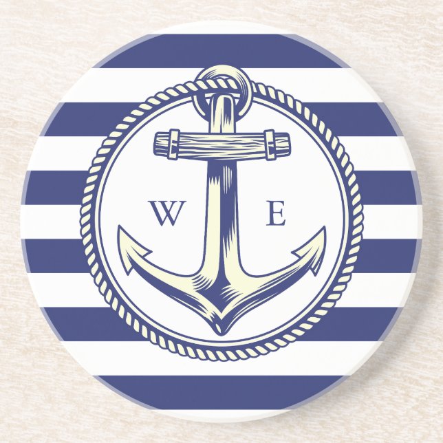 Water anchor Marine Blue Radius Coaster (Front)