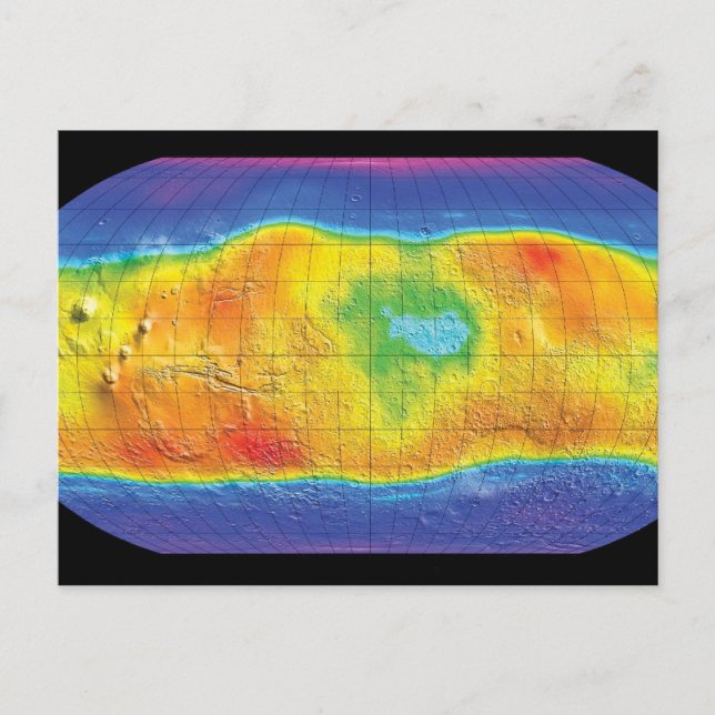 Water and Ice Distribution Map of Mars Postcard (Front)