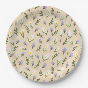 Water and lavender flowering paper plate