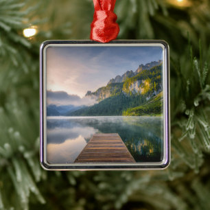 Water   Azure Alpine Lake, Austria Metal Tree Decoration