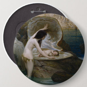Water Baby of Girl Nymph, Siren, Venus, Aphrodite 6 Cm Round Badge