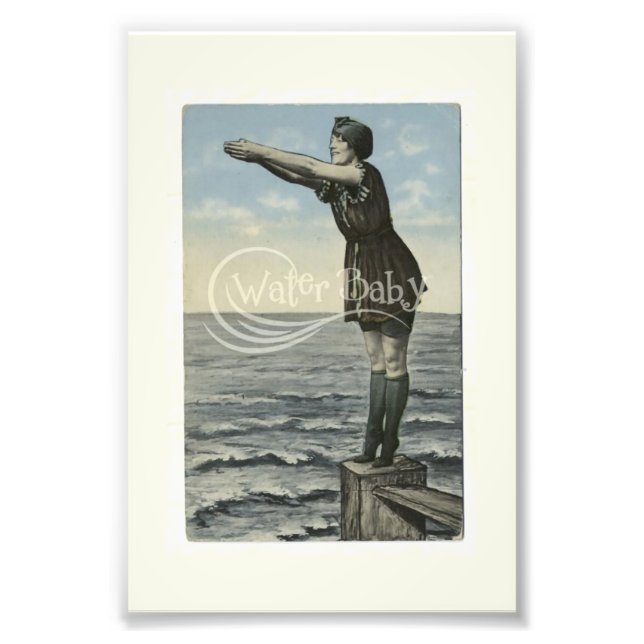 Water Baby Vintage Diving Girl  Photo Print (Front)