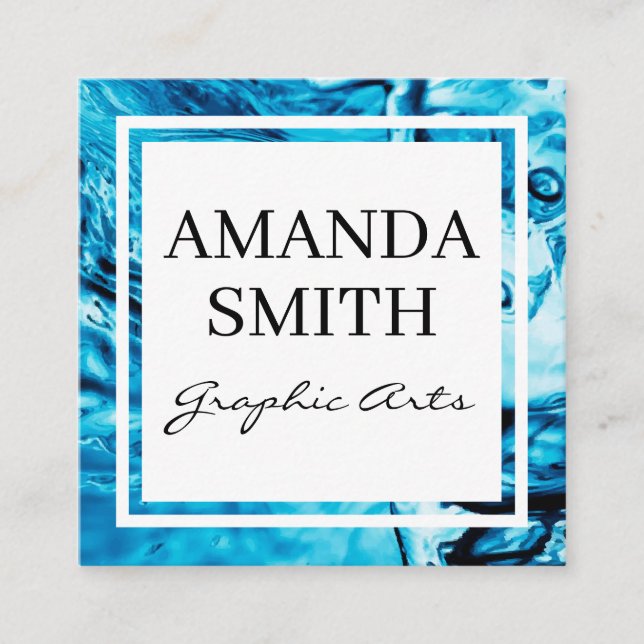 Water Background Square Business Card (Front)
