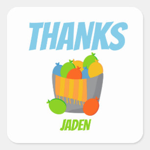 Water Balloon Pool Party Kids Summer Birthday Square Sticker