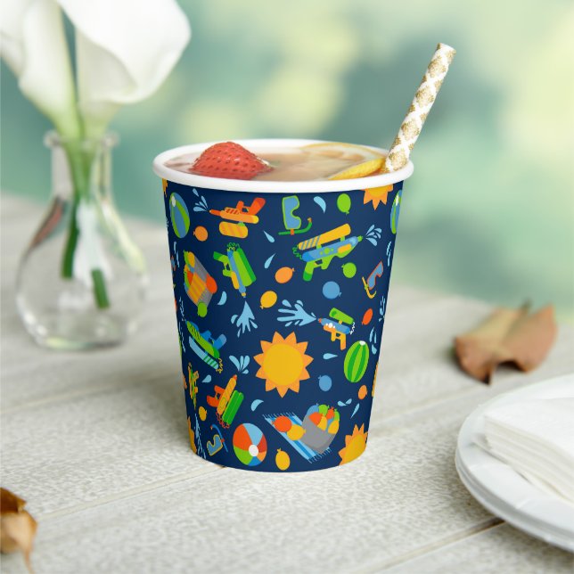 Water Balloon Water Gun Pool Party Kids Birthday Paper Cups (Insitu)