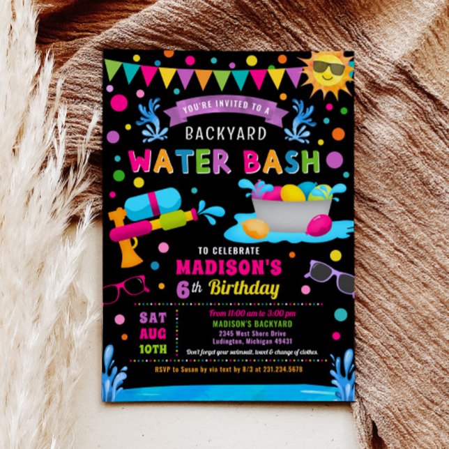 Water Bash Girl Summer Birthday Party Invitation (Water Bash Girl Summer Birthday Party Invitation)