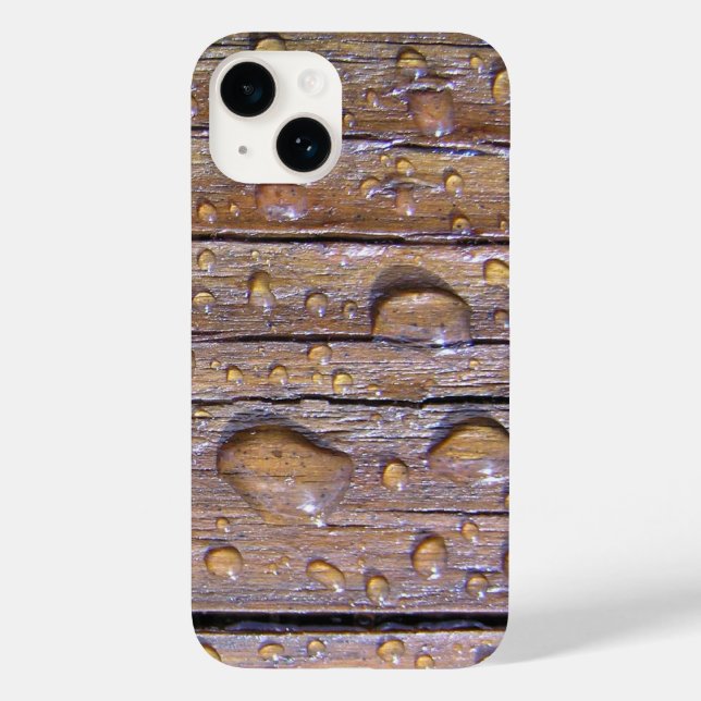 Water Beads On Rustic Wood Close-Up Photograph Case-Mate iPhone Case (Back)