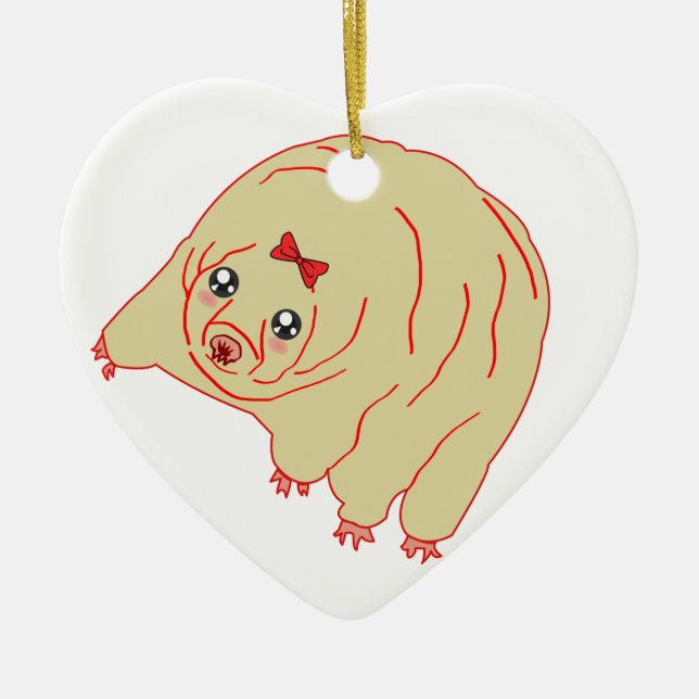 Water Bear Cute Anime Tardigrade Ceramic Tree Decoration (Front)