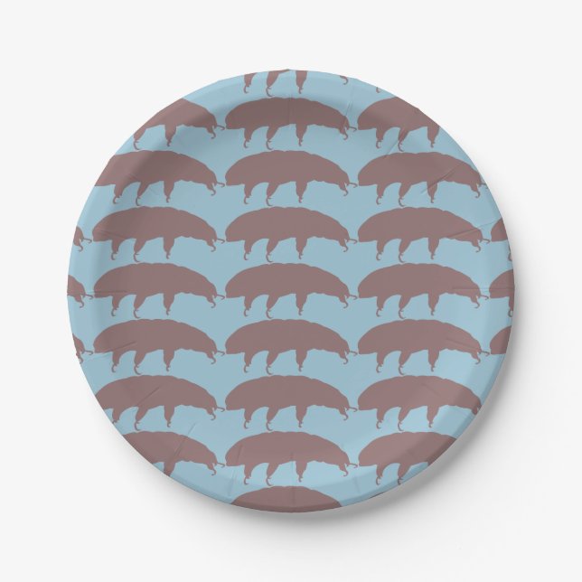 Water Bear Tardigrade Silhouette Cute Creature Paper Plate (Front)