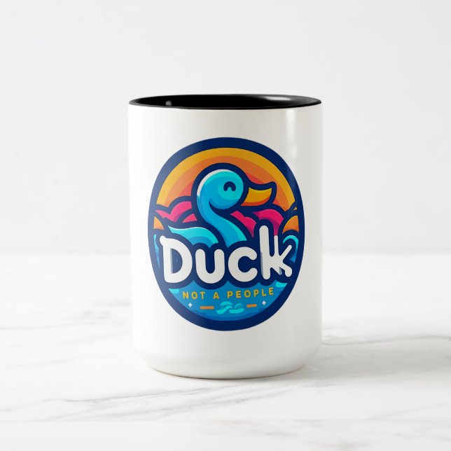 Water Bird Duck Two-Tone Coffee Mug (Center)
