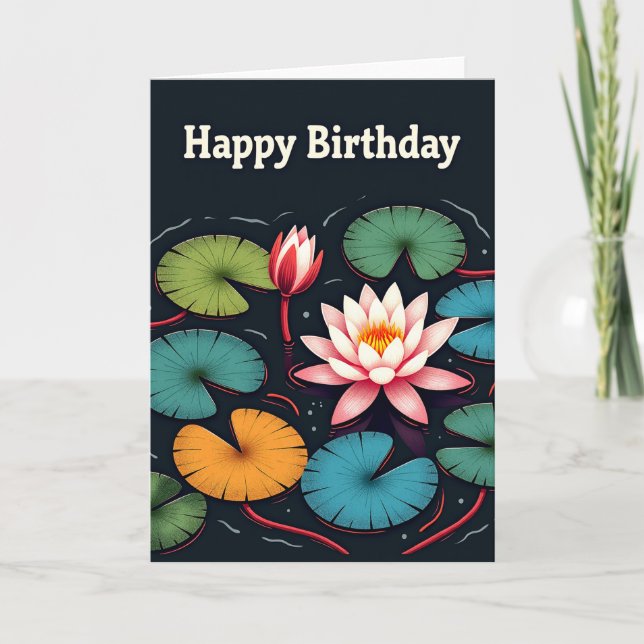 Water Blossom Birthday Card (Front)