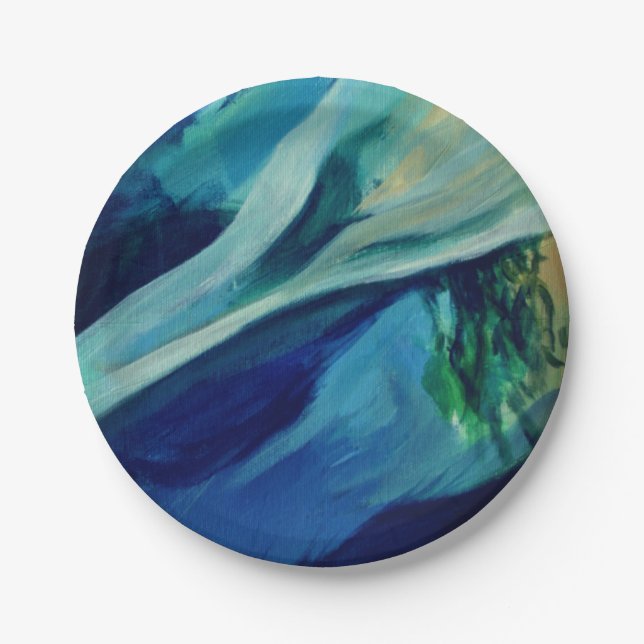 Water Blue Custom Paper Plates 7 in (Front)