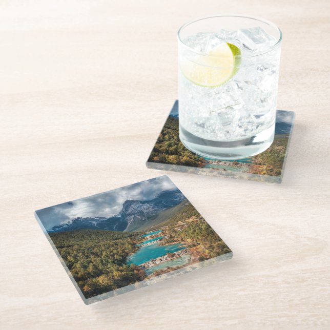 Water | Blue Moon Lake, China Glass Coaster (Angled)