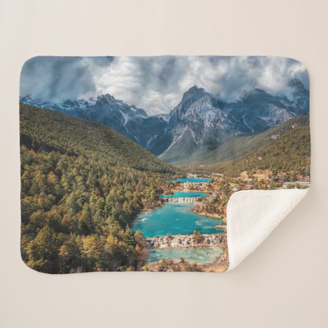 Water | Blue Moon Lake, China Sherpa Blanket (Front (Horizontal))