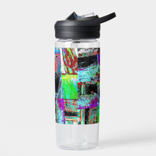 Water Bottle – Abstract Grid (Left)