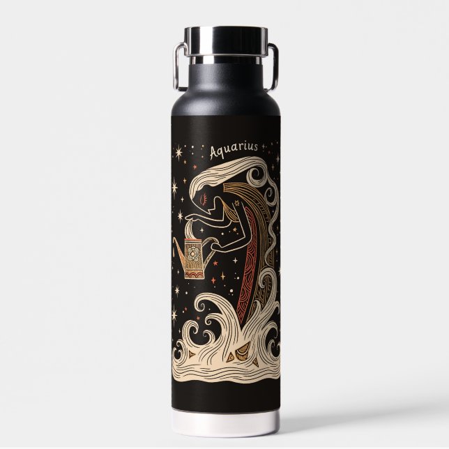 Water Bottle Aquarius Celestial Zodiac Art (Front)