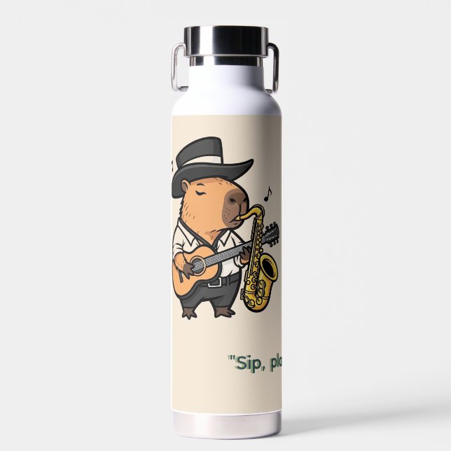 Water Bottle – Capybara Music Flow (Front)