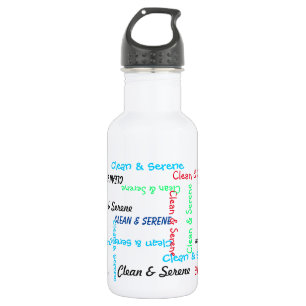 Water Bottle, Clean and Serene, White 532 Ml Water Bottle