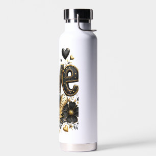 Water Bottle Elegant Romantic Floral Hearts Tumb