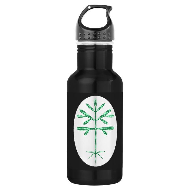 Water Bottle in Black with a Green Sapling (Front)