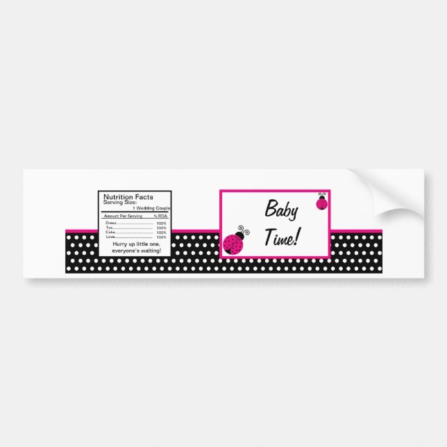Water Bottle Label Black Spring Time Lady Bug (Front)