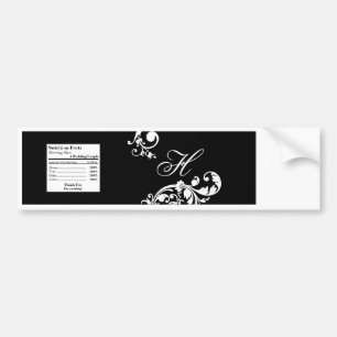 Water Bottle Label Black White Floral Filigree