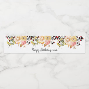 water bottle LABEL - boho floral