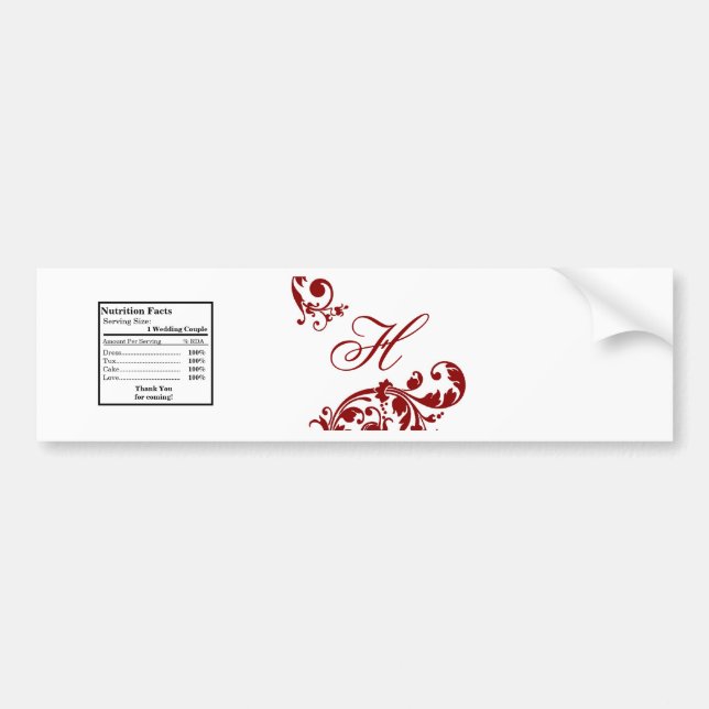Water Bottle Label Crimson Red Floral Filigree (Front)