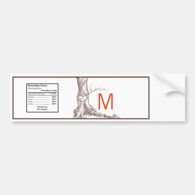 Water Bottle Label Fall Tree Initial Carvings (Front)