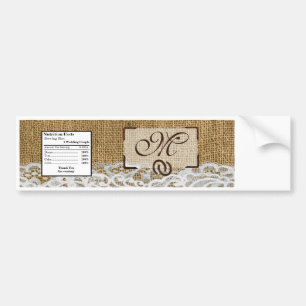 Water Bottle Label Horse Shoes on Burlap Lace Coun