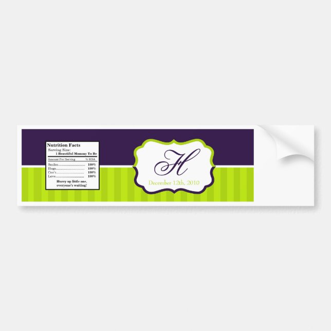 Water Bottle Label Lime Green & Purple Stripe (Front)
