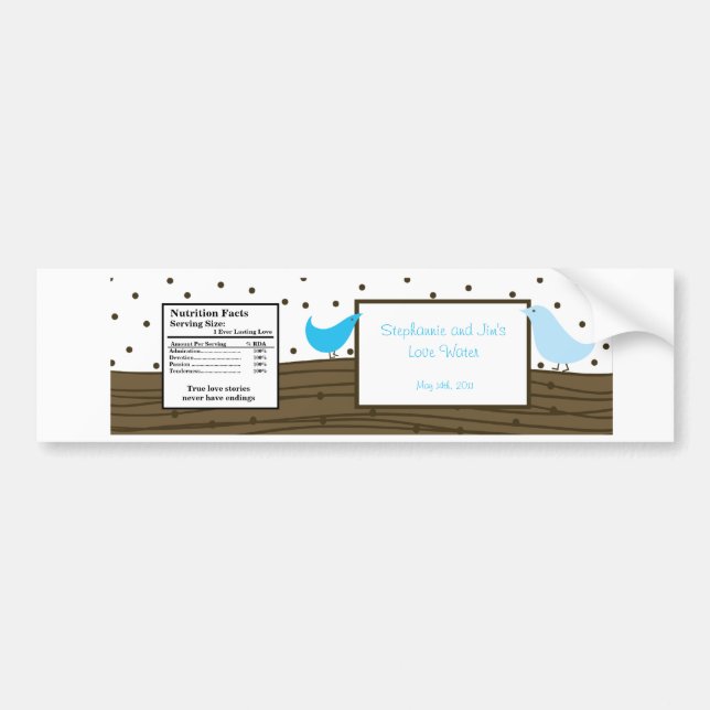Water Bottle Label Love Birdy (Front)