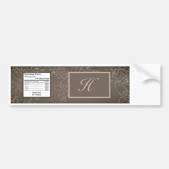 Water Bottle Label Modern Autumn Floral Fall Grey (Front)