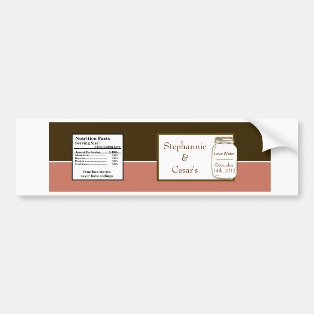 Water Bottle Label Pink/Brown Mason Jars (Front)